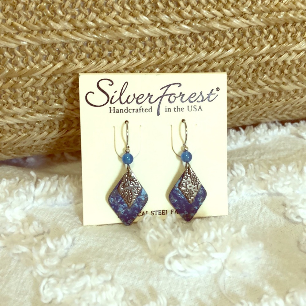Gorgeous Never Worn Silver & Blue Dangle Earrings!